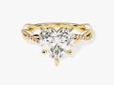 Heart-shaped diamond ring with pave band, fine jewelry