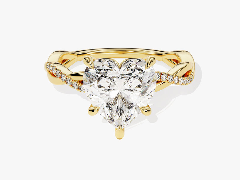 Heart-shaped diamond ring with pave band, fine jewelry