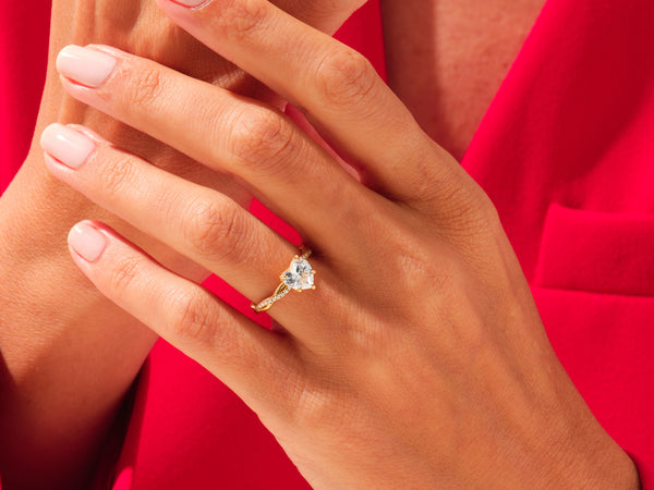 Heart Twisted Moissanite Engagement Ring with Pave Set Side Stones (3.00 CT)
