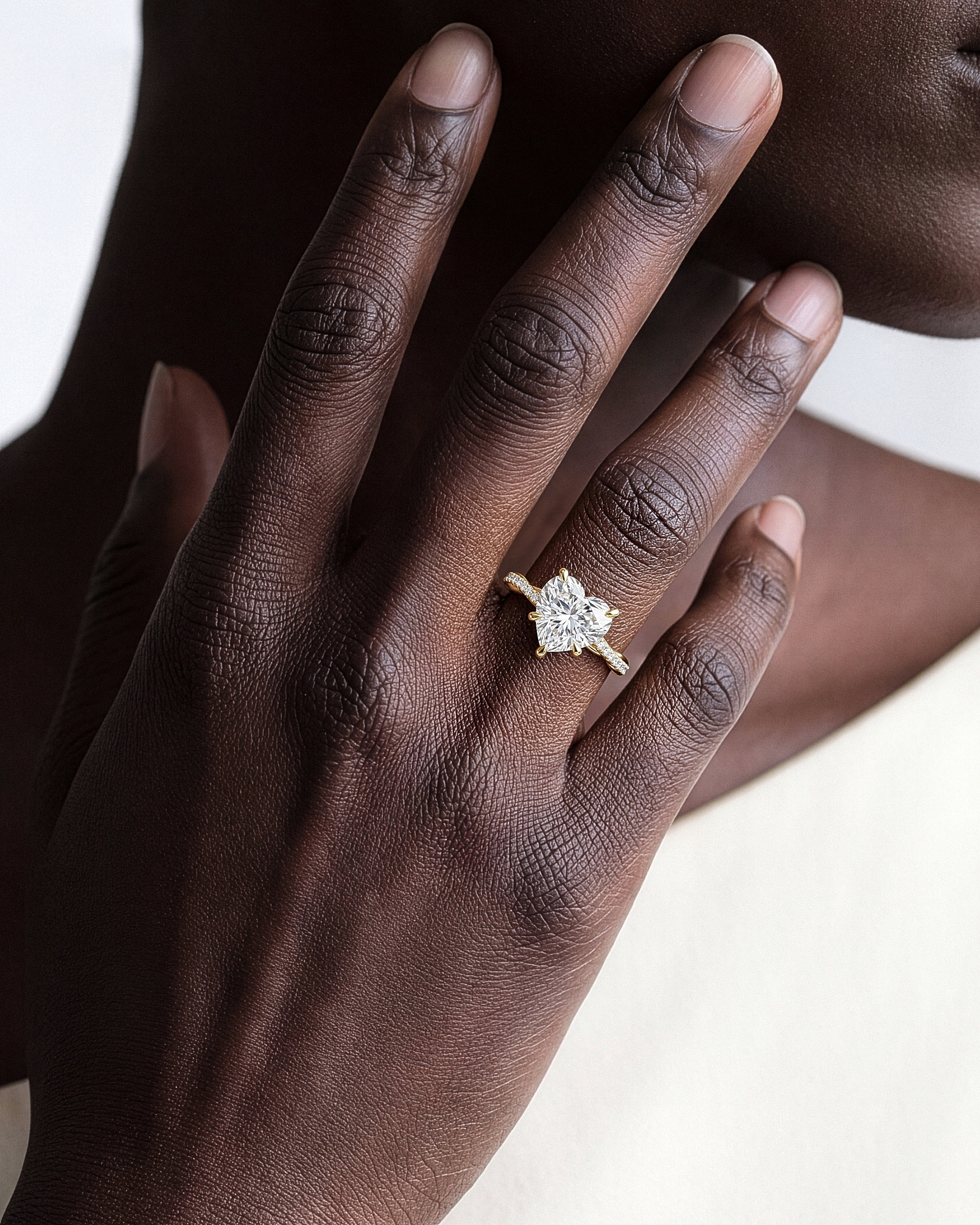 Heart Twisted Moissanite Engagement Ring with Pave Set Side Stones (3.00 CT)
