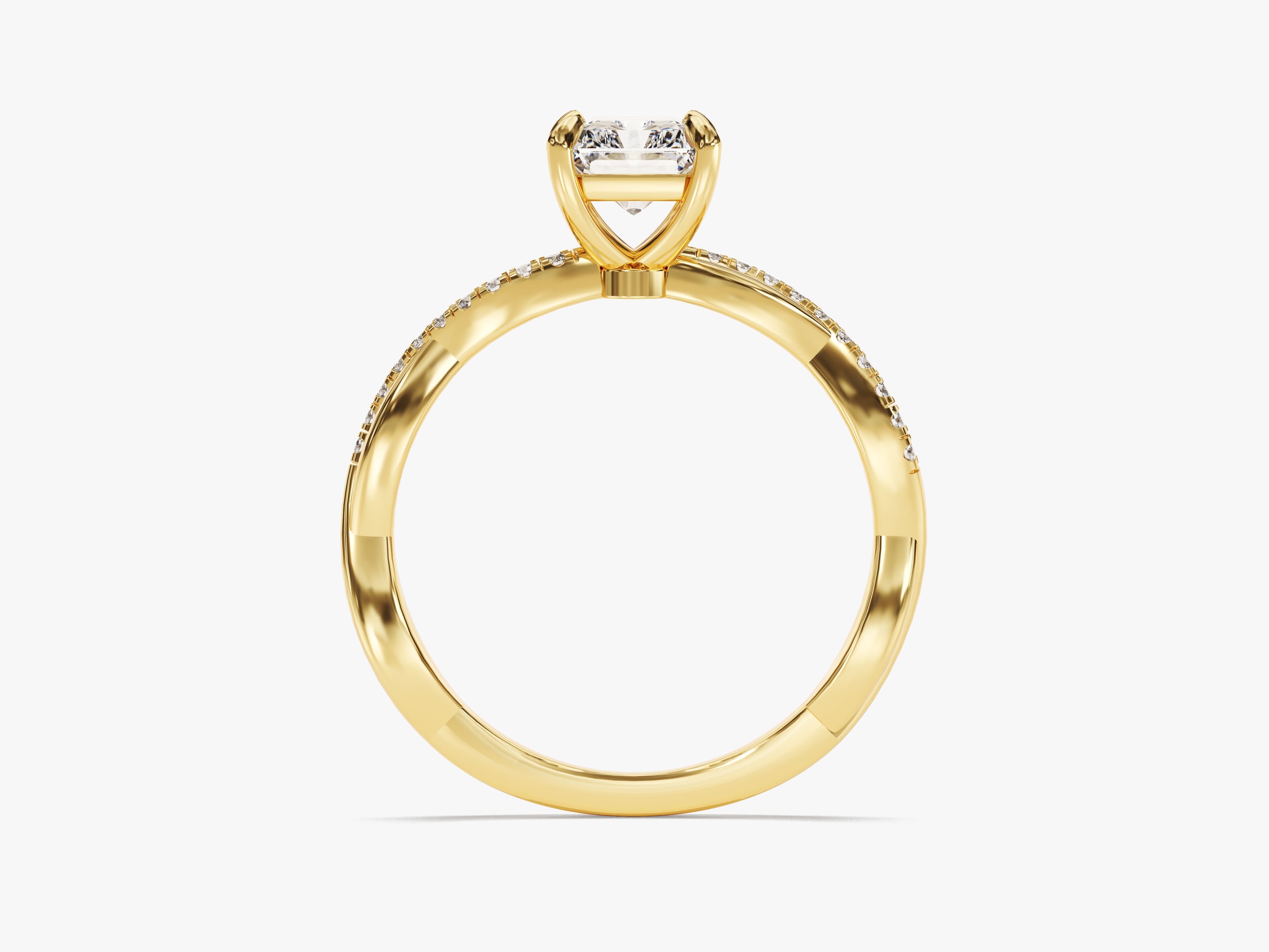 Gold diamond engagement ring with twisted band