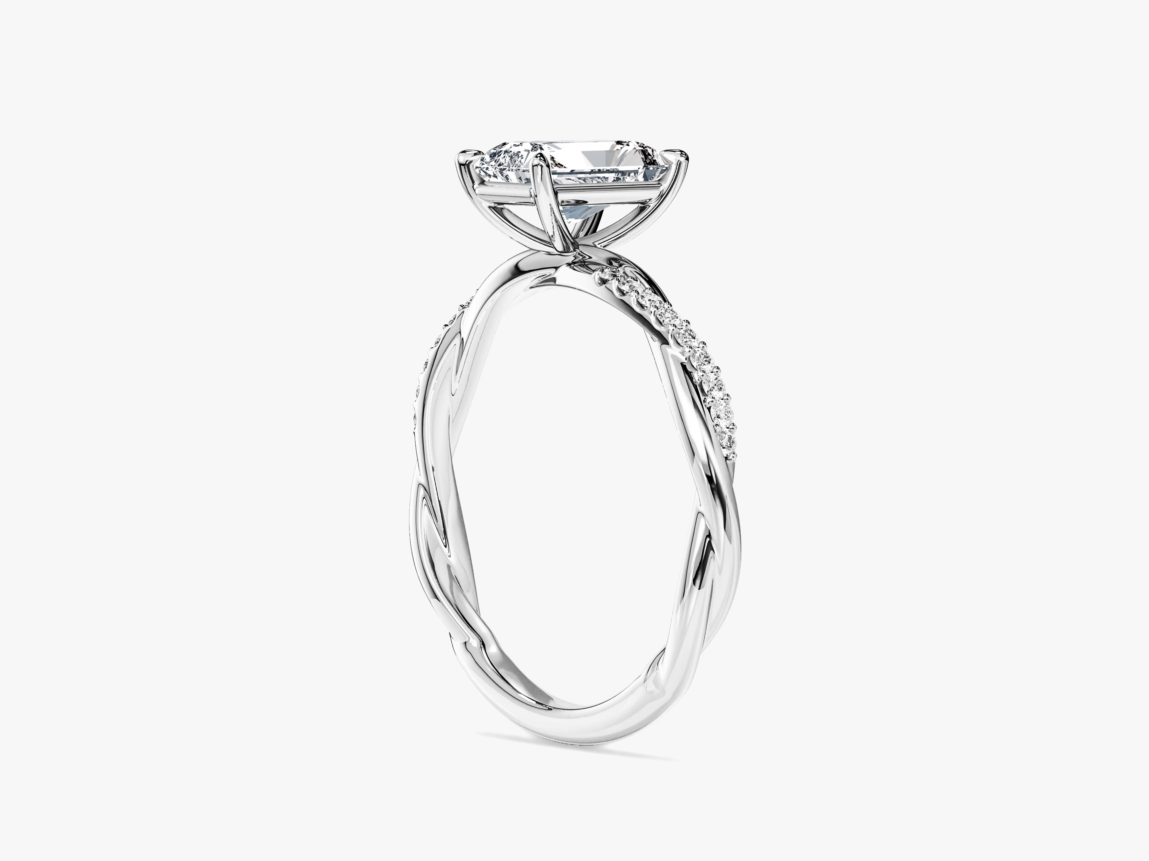 Radiant Twisted Lab Grown Diamond Engagement Ring with Pave Set Side Stones (1.00 CT)