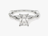 Radiant Twisted Moissanite Engagement Ring with Pave Set Side Stones (1.00 CT)