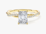 Radiant Twisted Lab Grown Diamond Engagement Ring with Pave Set Side Stones (1.00 CT)