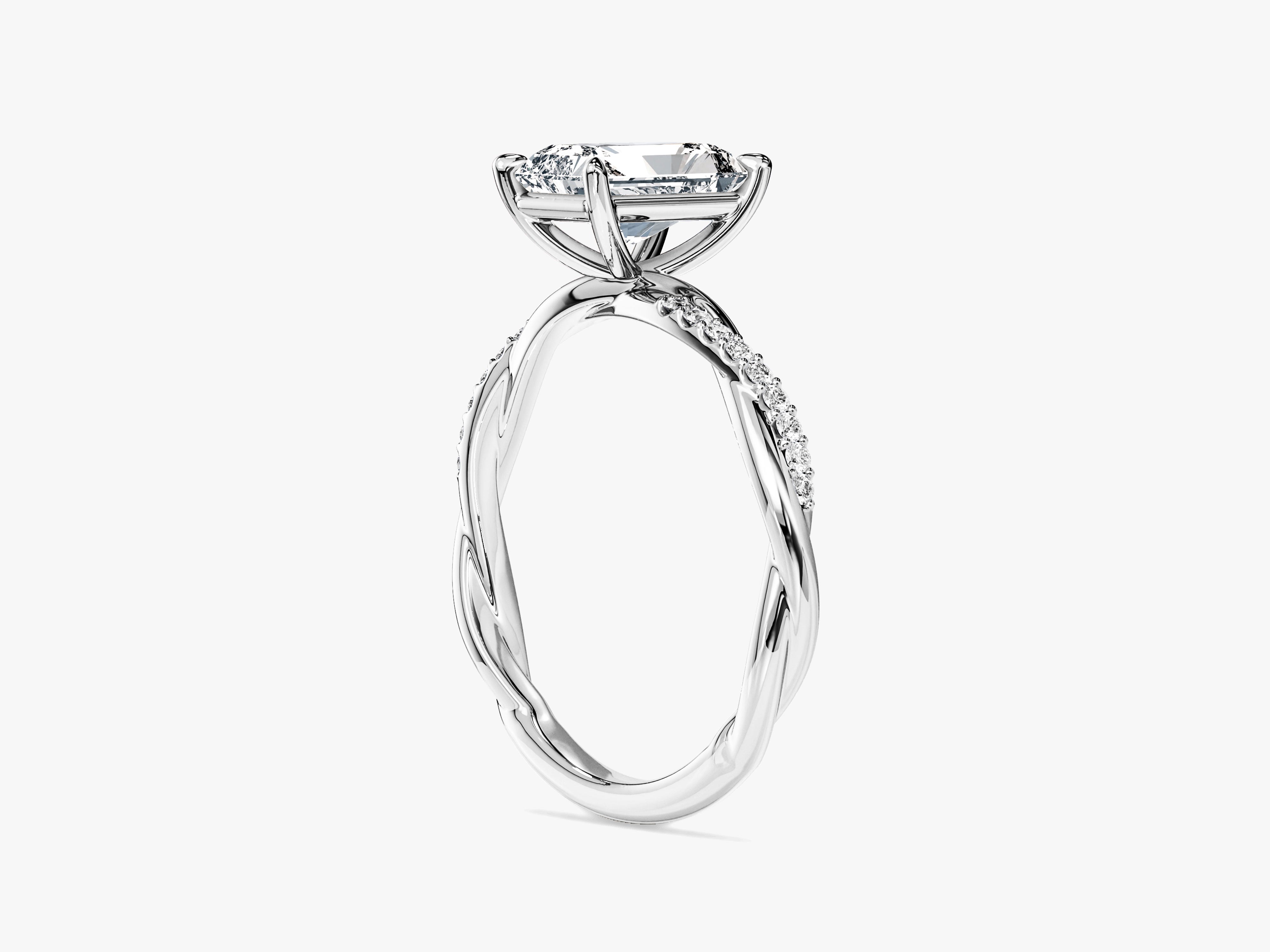 Radiant Twisted Lab Grown Diamond Engagement Ring with Pave Set Side Stones (1.50 CT)