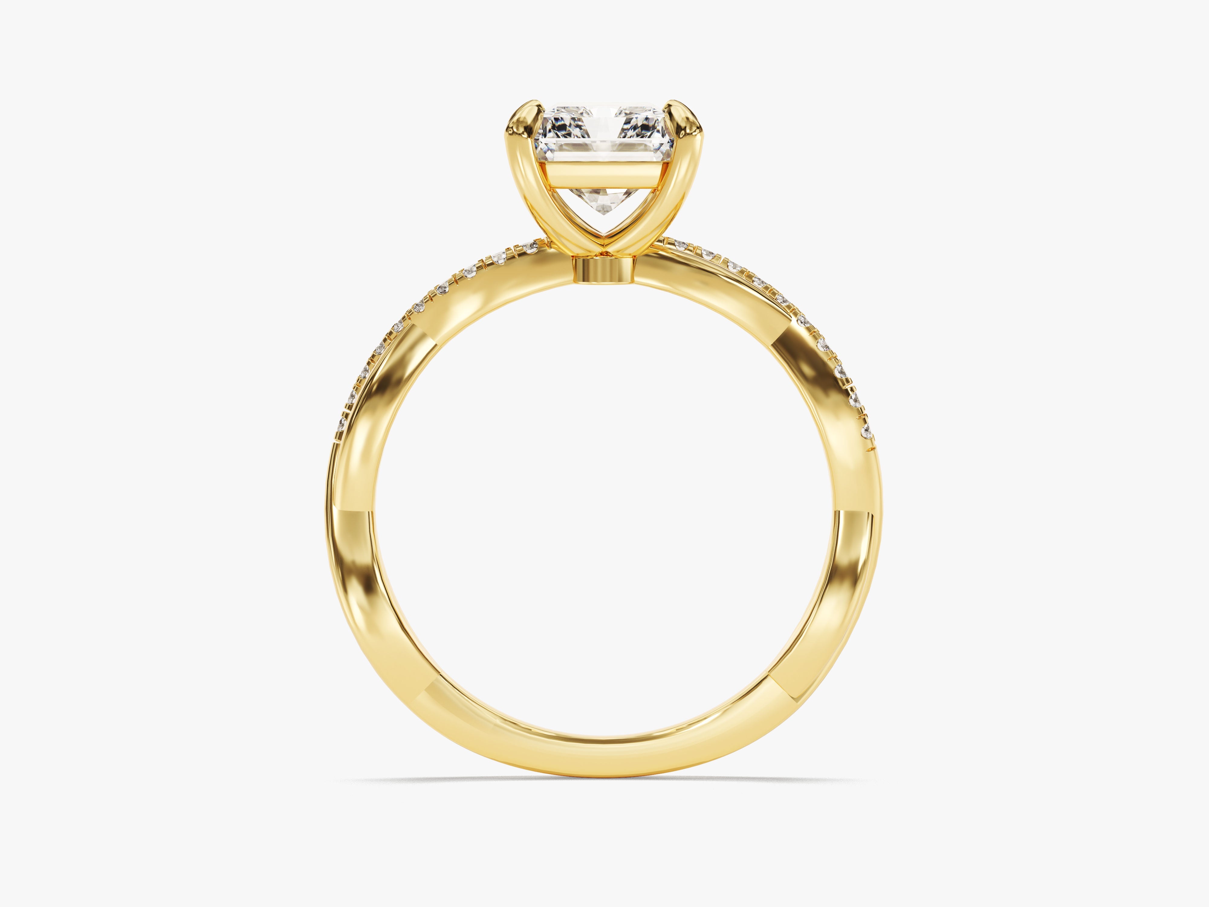 Radiant Twisted Diamond Engagement Ring with Pave Set Side Stones (2.00 CT)