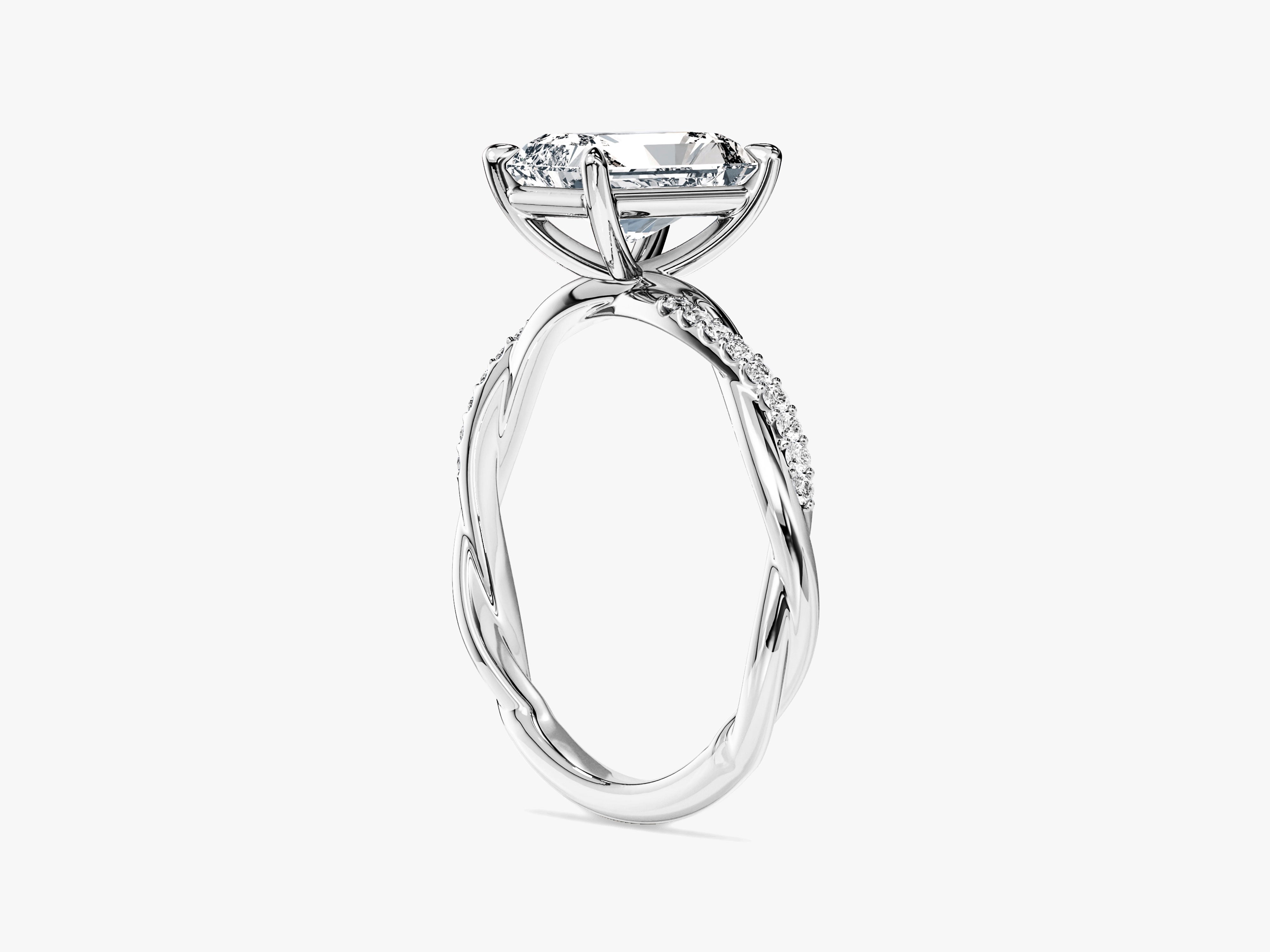 Radiant Twisted Lab Grown Diamond Engagement Ring with Pave Set Side Stones (2.00 CT)