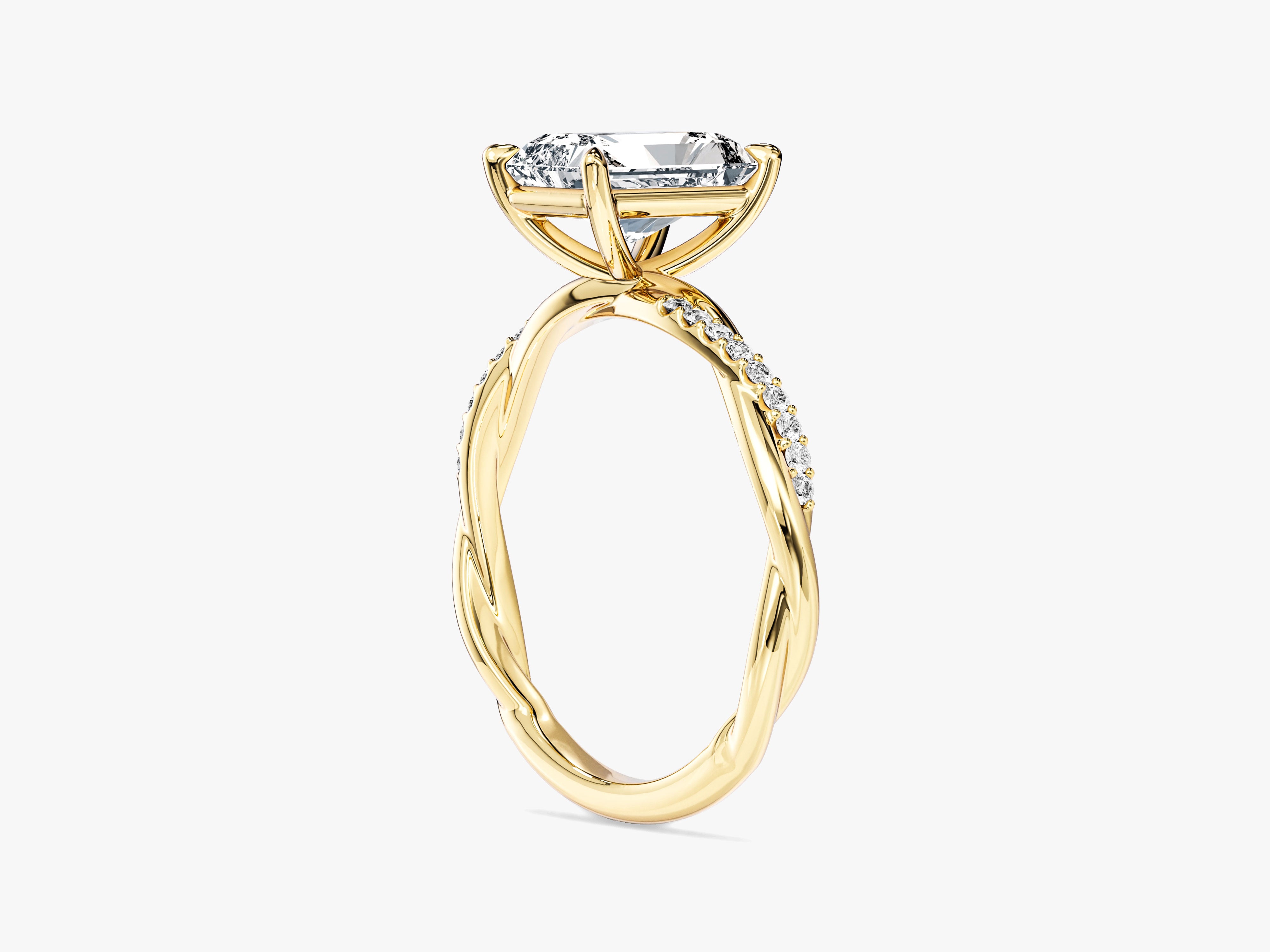 Radiant Twisted Lab Grown Diamond Engagement Ring with Pave Set Side Stones (2.00 CT)