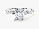 Radiant Twisted Lab Grown Diamond Engagement Ring with Pave Set Side Stones (2.00 CT)