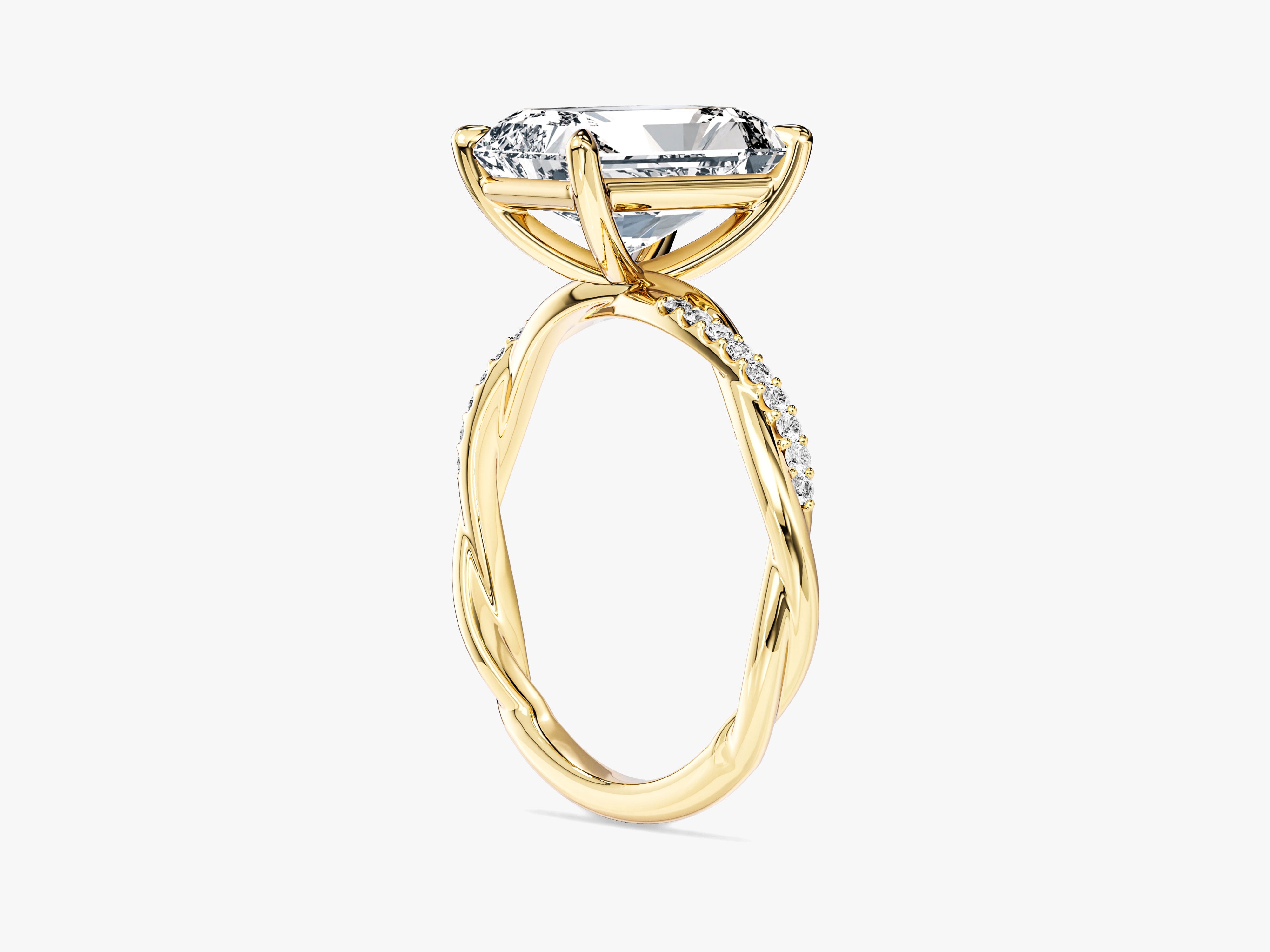 Radiant Twisted Lab Grown Diamond Engagement Ring with Pave Set Side Stones (3.00 CT)