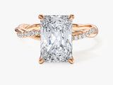 Radiant Twisted Moissanite Engagement Ring with Pave Set Side Stones (3.00 CT)