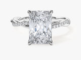 Radiant Twisted Lab Grown Diamond Engagement Ring with Pave Set Side Stones (3.00 CT)