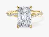 Radiant Twisted Lab Grown Diamond Engagement Ring with Pave Set Side Stones (3.00 CT)