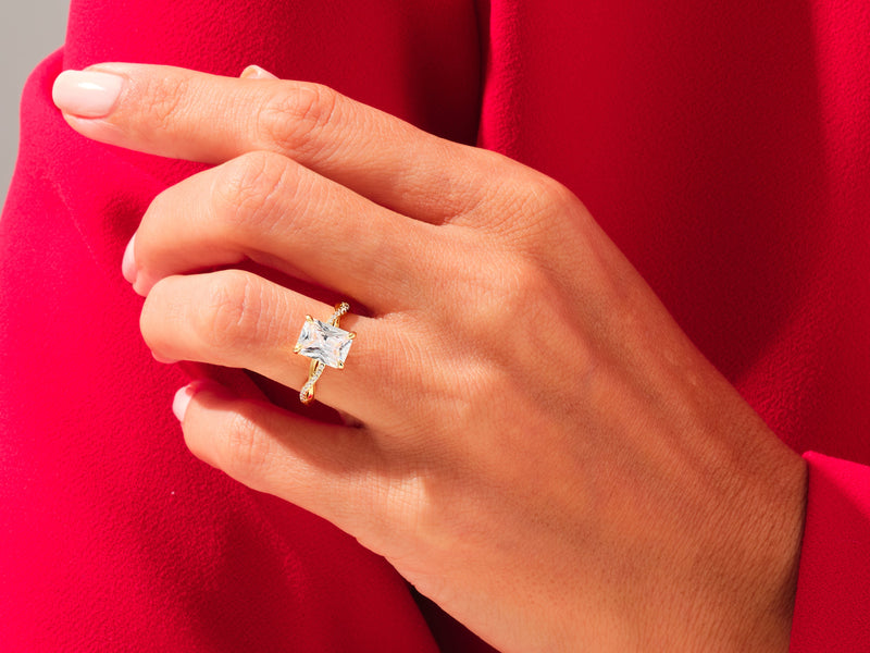 Diamond engagement ring on hand, luxury jewelry for women