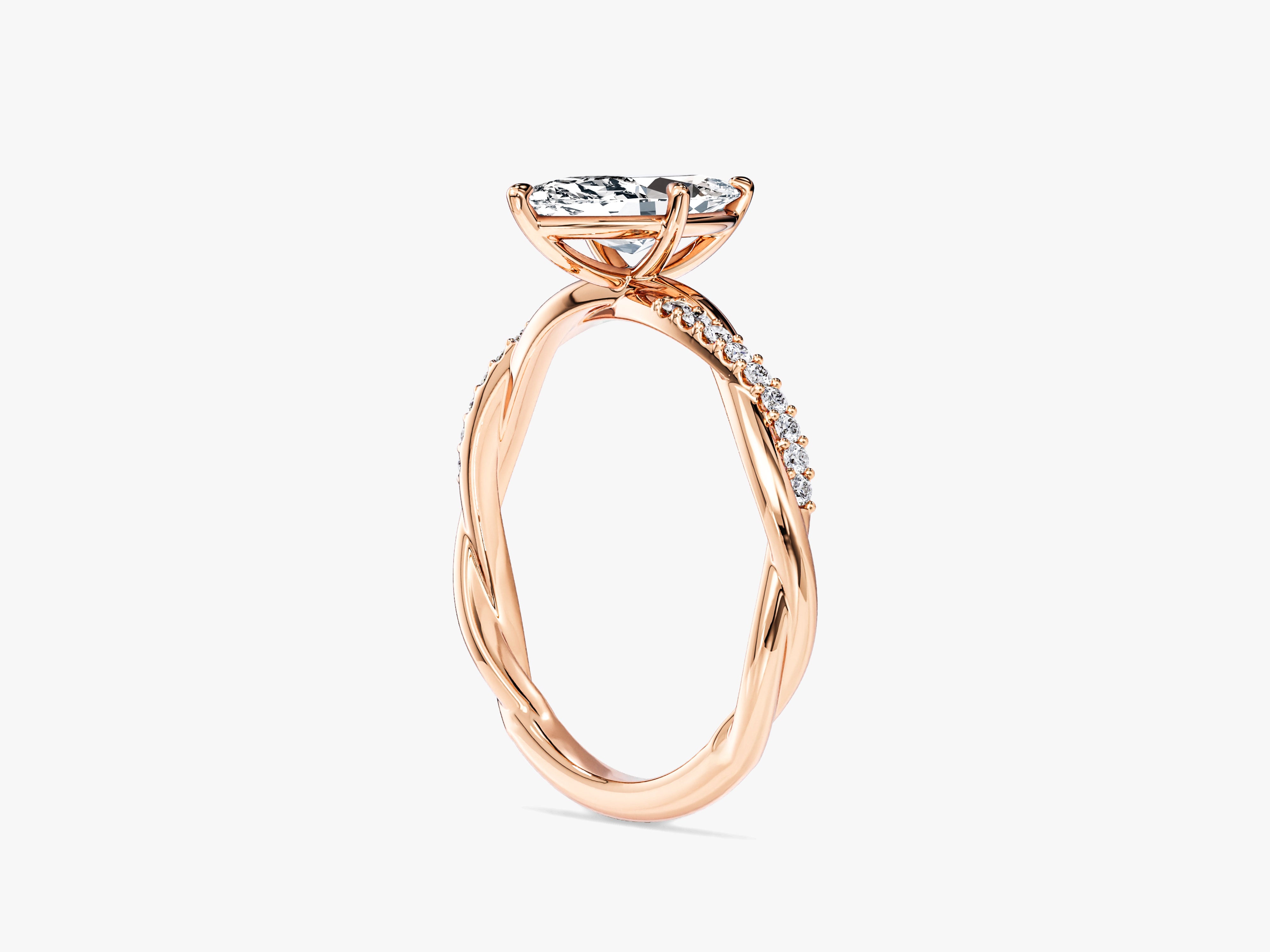 Marquise Twisted Lab Grown Diamond Engagement Ring with Pave Set Side Stones (1.00 CT)