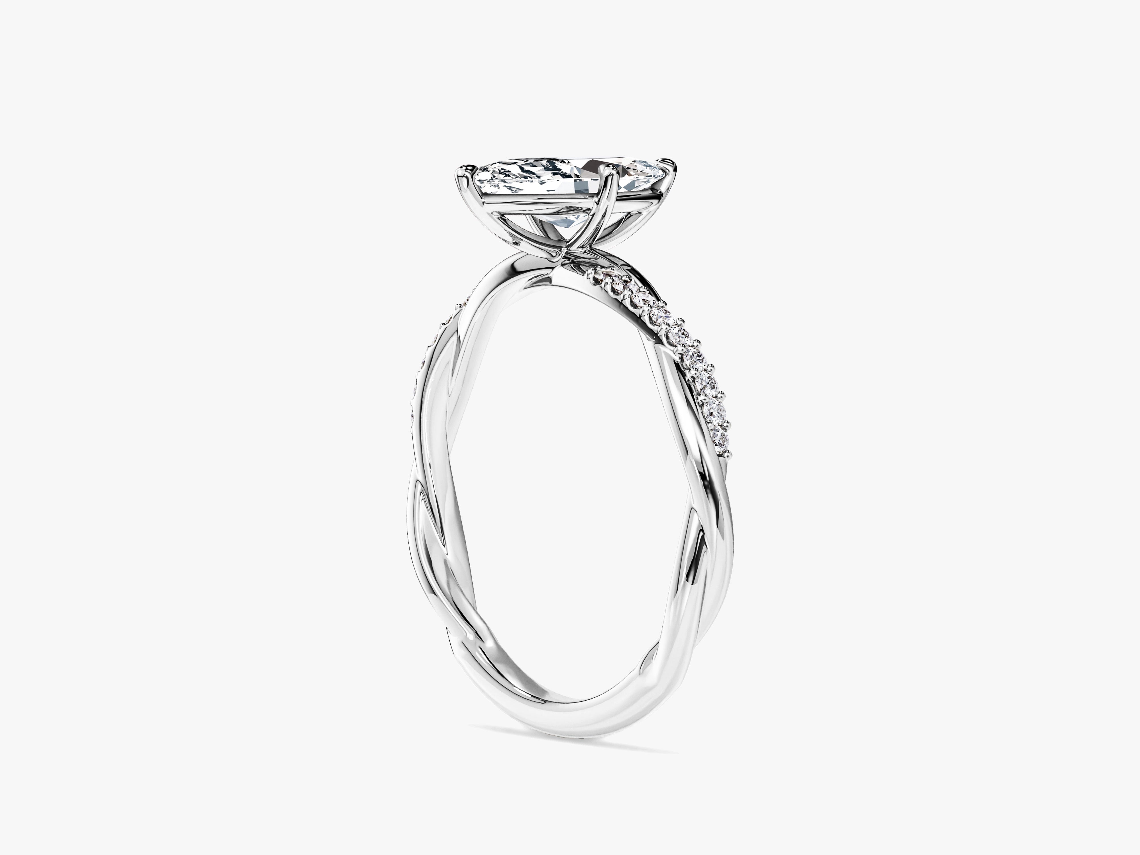 Marquise Twisted Lab Grown Diamond Engagement Ring with Pave Set Side Stones (1.00 CT)