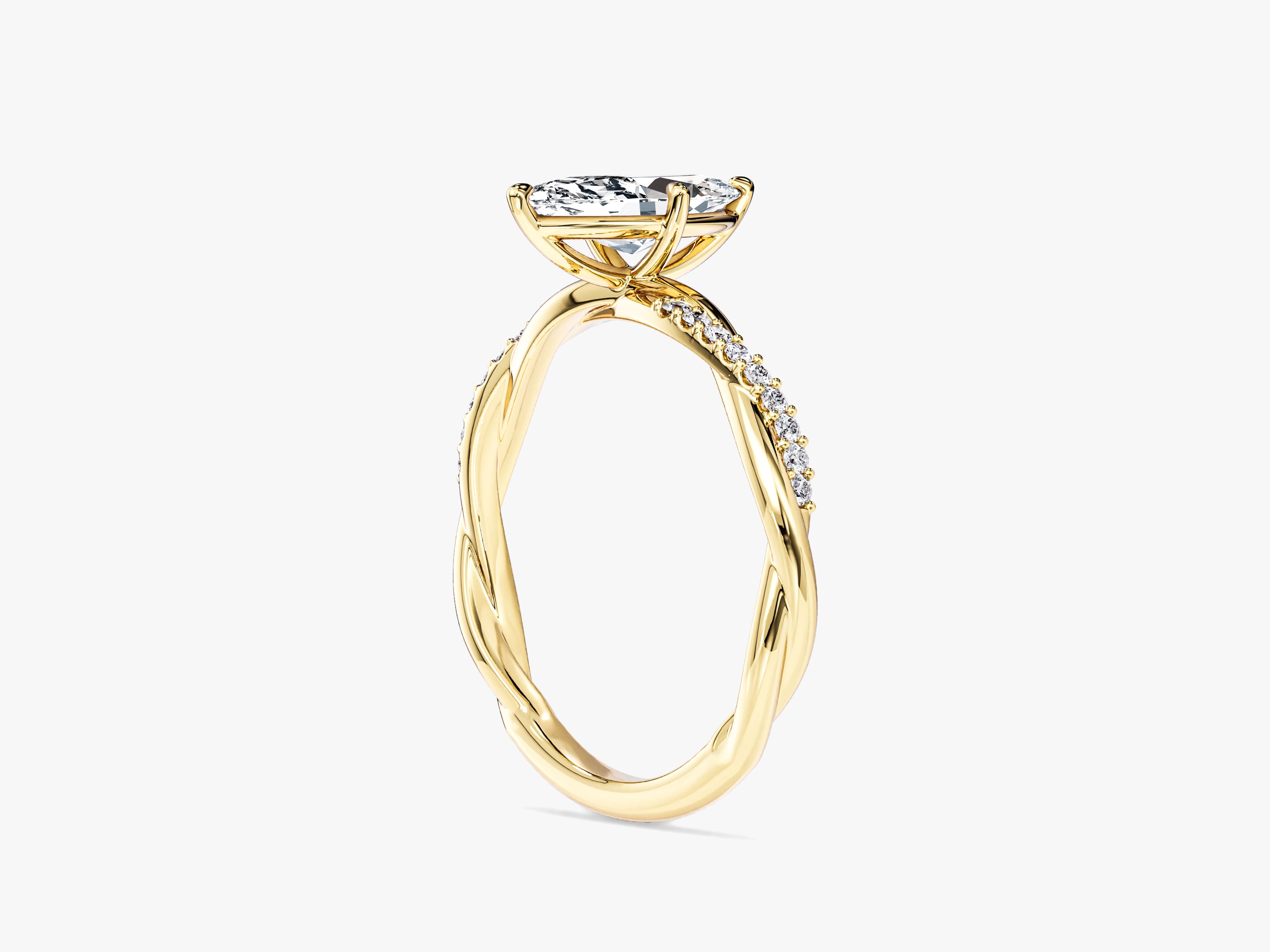 Marquise Twisted Lab Grown Diamond Engagement Ring with Pave Set Side Stones (1.00 CT)