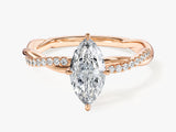 Marquise Twisted Lab Grown Diamond Engagement Ring with Pave Set Side Stones (1.00 CT)