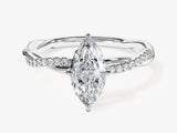 Marquise Twisted Lab Grown Diamond Engagement Ring with Pave Set Side Stones (1.00 CT)