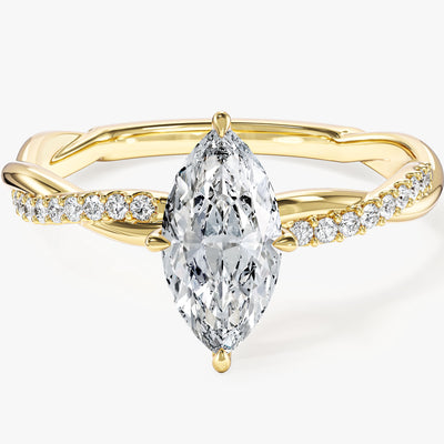 Marquise Twisted Moissanite Engagement Ring with Pave Set Side Stones (1.00 CT)