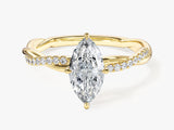 Marquise Twisted Lab Grown Diamond Engagement Ring with Pave Set Side Stones (1.00 CT)