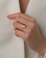Marquise Twisted Lab Grown Diamond Engagement Ring with Pave Set Side Stones (1.50 CT)