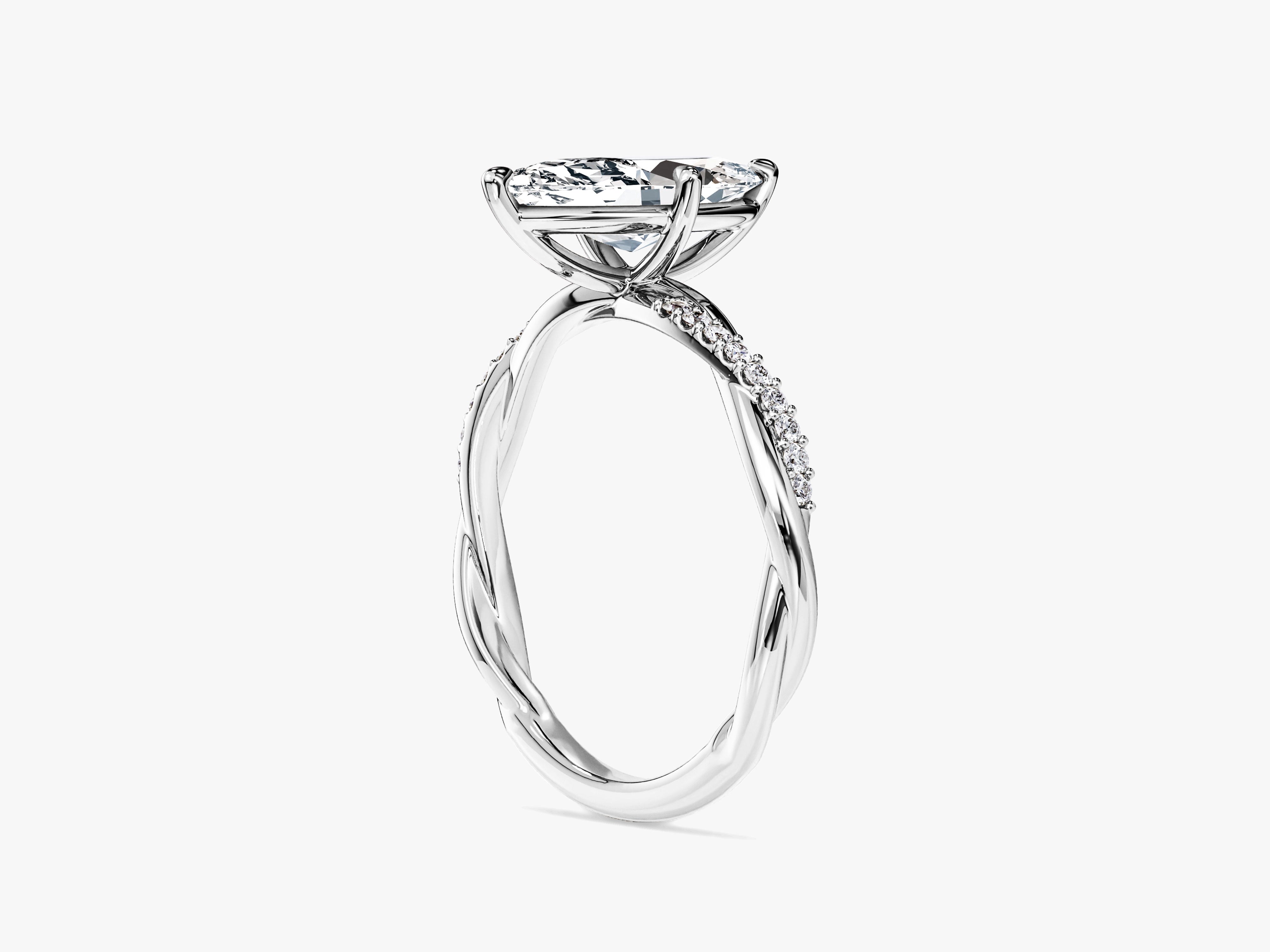 Marquise Twisted Lab Grown Diamond Engagement Ring with Pave Set Side Stones (1.50 CT)