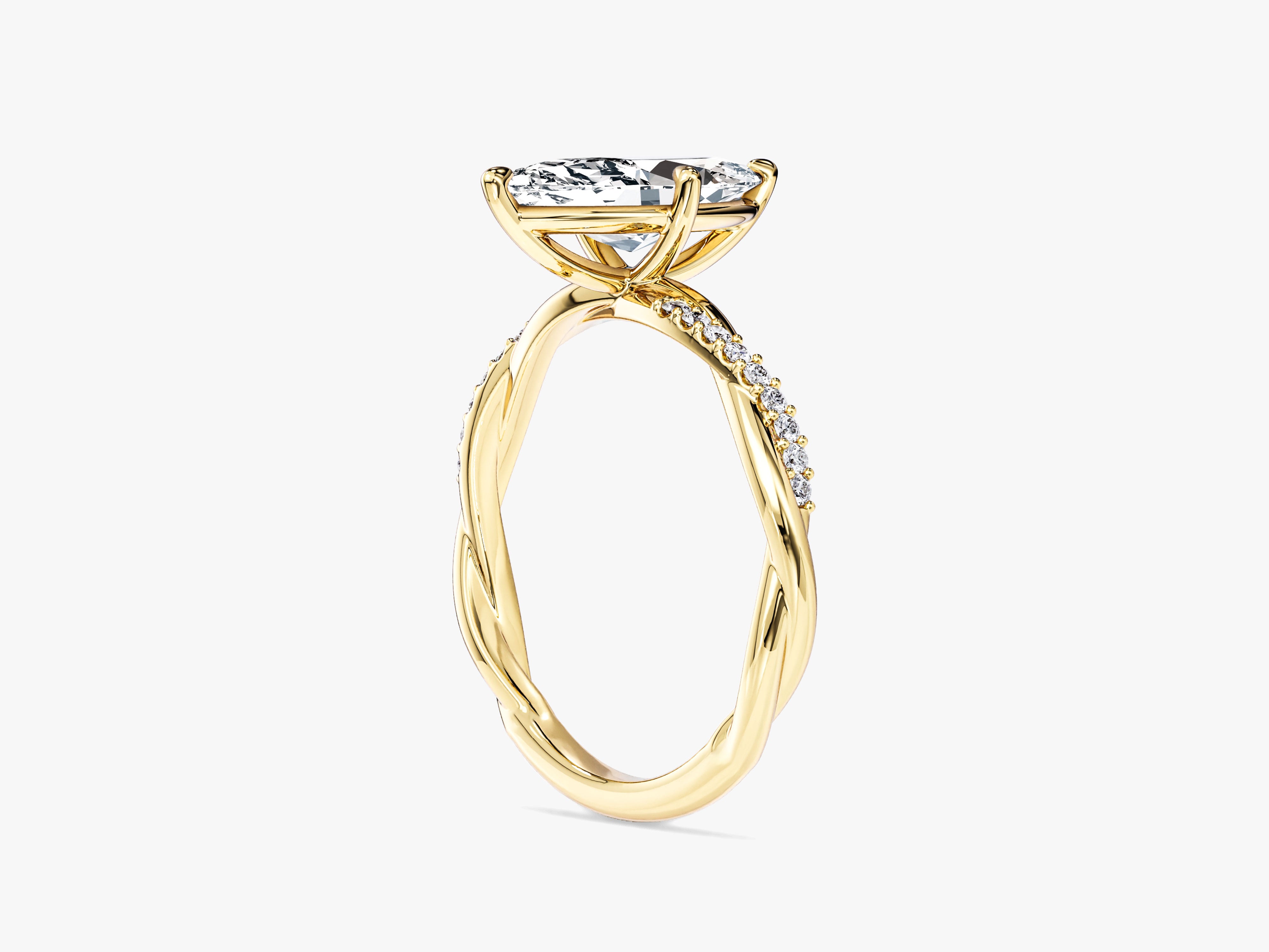 Marquise Twisted Lab Grown Diamond Engagement Ring with Pave Set Side Stones (1.50 CT)