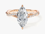 Marquise Twisted Lab Grown Diamond Engagement Ring with Pave Set Side Stones (1.50 CT)