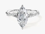 Marquise Twisted Lab Grown Diamond Engagement Ring with Pave Set Side Stones (1.50 CT)