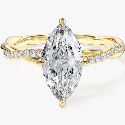 Marquise Twisted Moissanite Engagement Ring with Pave Set Side Stones (1.50 CT)