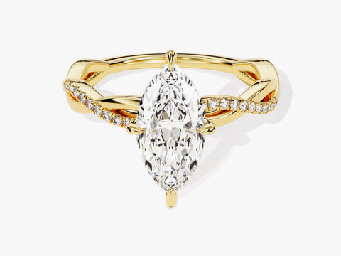 Marquise Twisted Moissanite Engagement Ring with Pave Set Side Stones (1.50 CT)