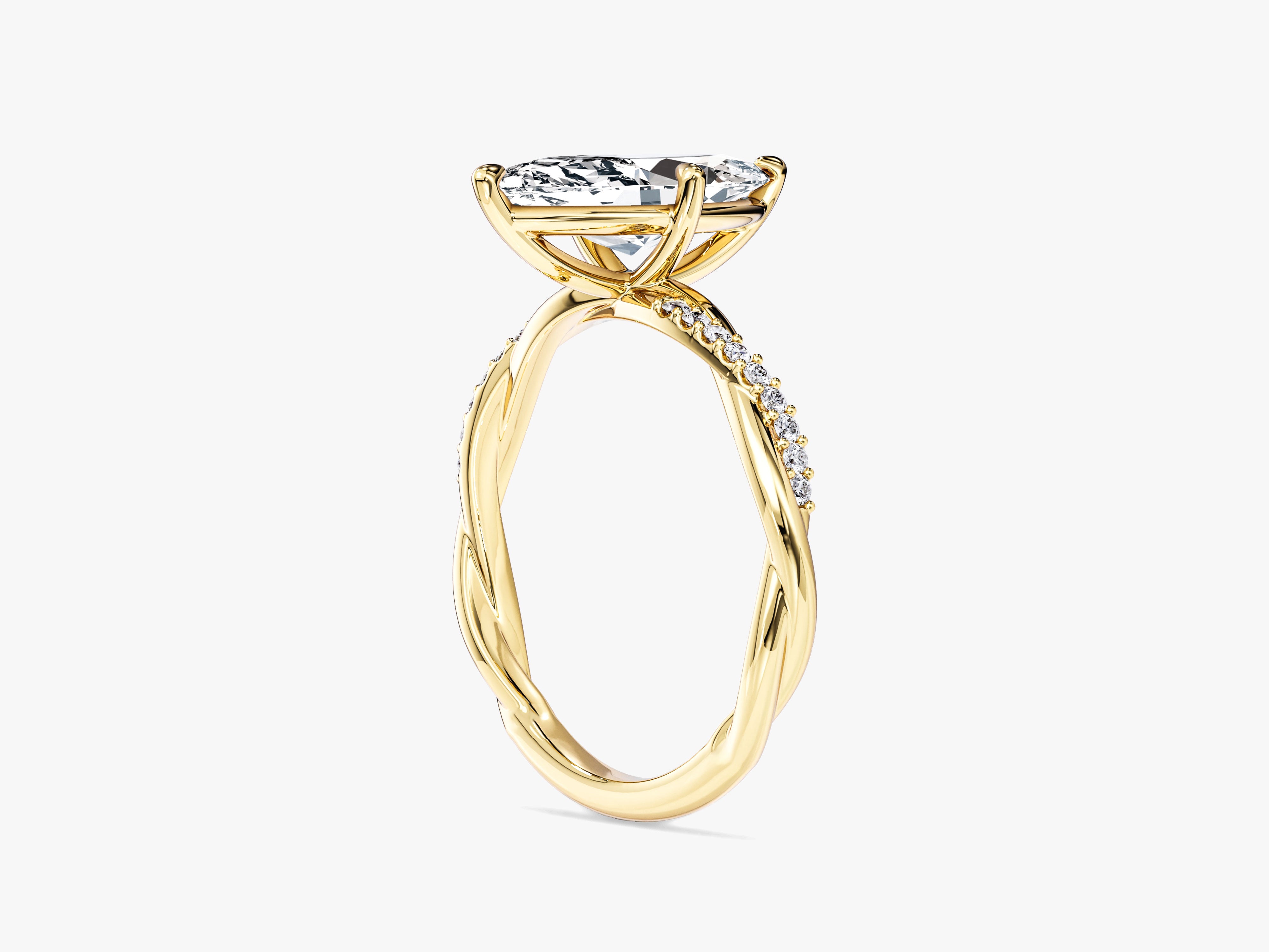 Marquise Twisted Lab Grown Diamond Engagement Ring with Pave Set Side Stones (2.00 CT)