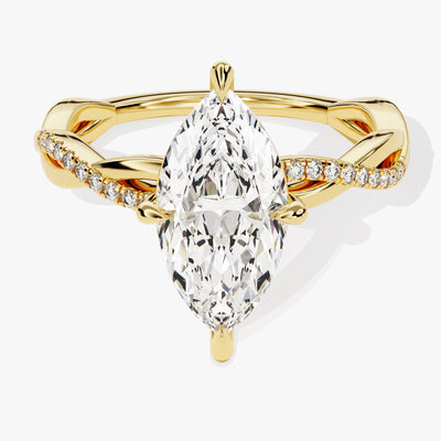 Marquise Twisted Moissanite Engagement Ring with Pave Set Side Stones (2.00 CT)
