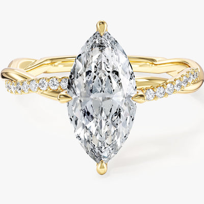 Marquise Twisted Moissanite Engagement Ring with Pave Set Side Stones (2.00 CT)