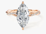 Marquise Twisted Lab Grown Diamond Engagement Ring with Pave Set Side Stones (3.00 CT)