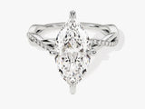 Marquise diamond engagement ring with pave band