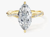 Marquise Twisted Lab Grown Diamond Engagement Ring with Pave Set Side Stones (3.00 CT)