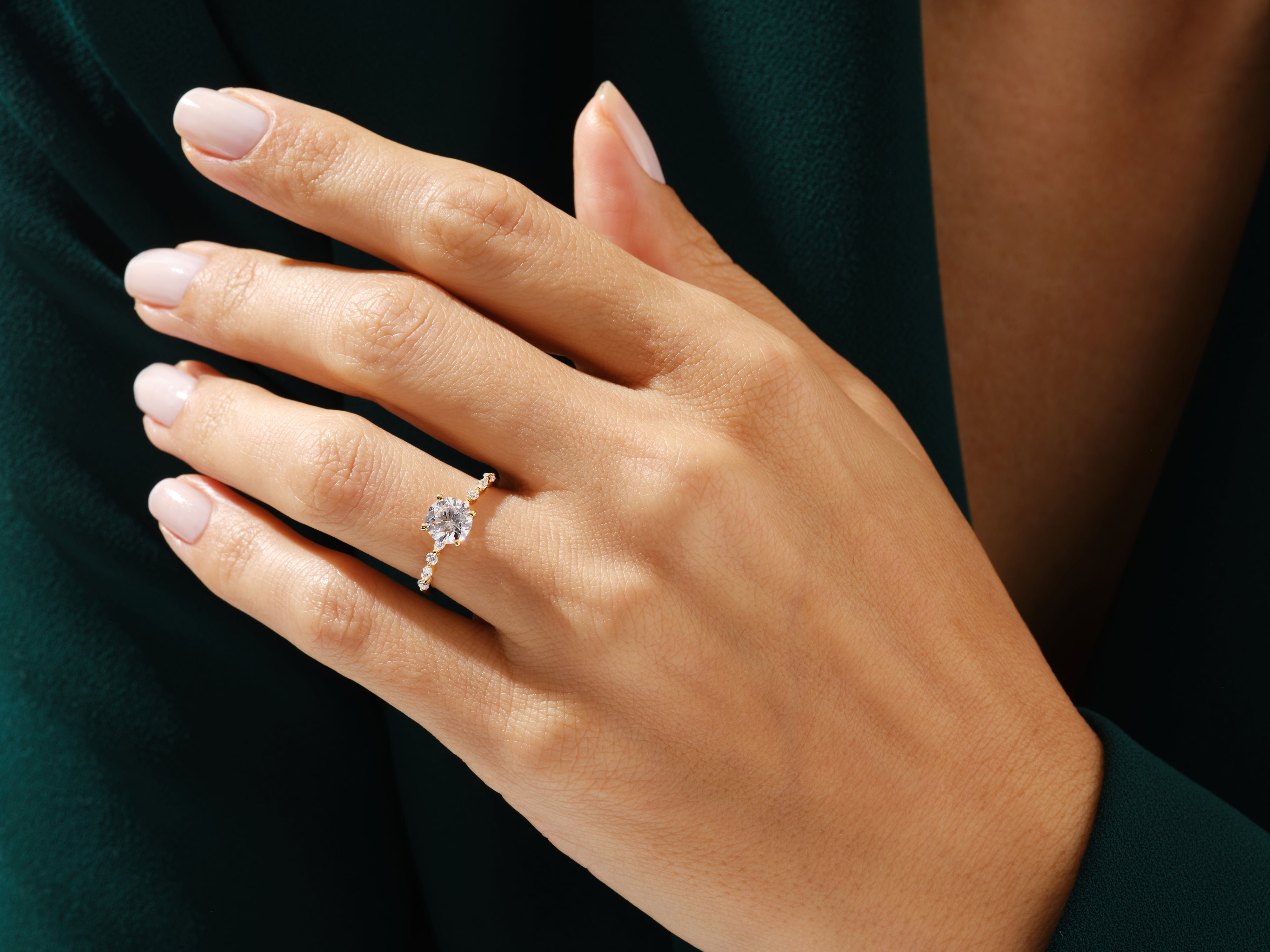 Diamond engagement ring on a woman's hand