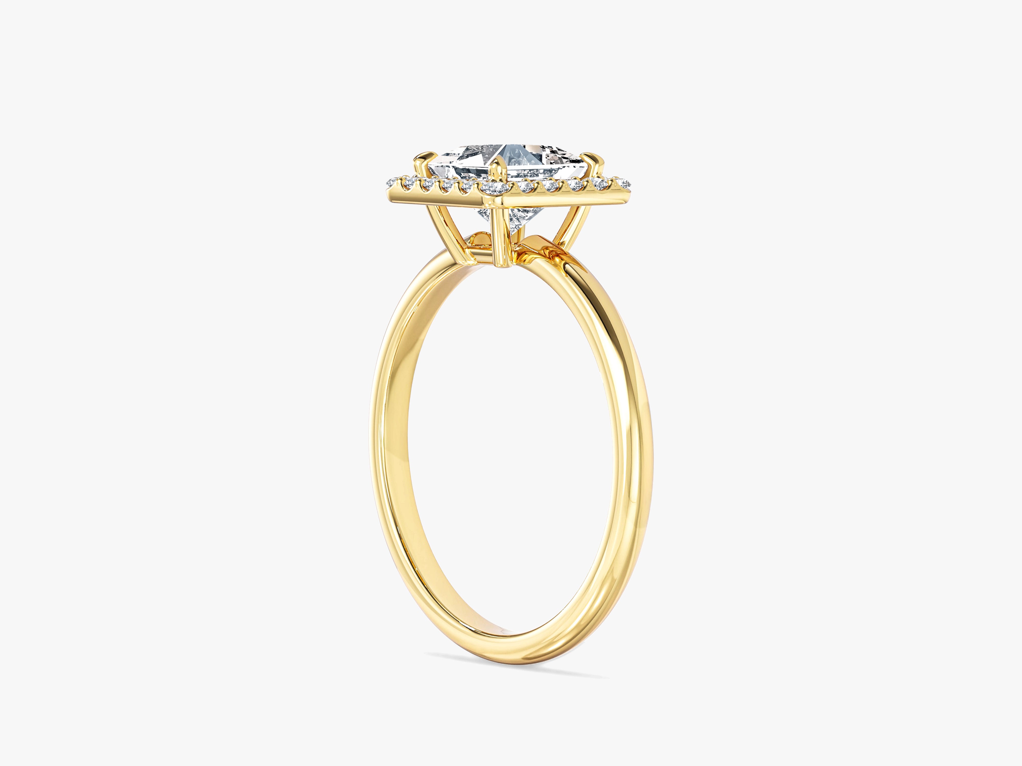 Moissanit Verlobungsring im Prinzessschliff Halo (1.00 CT)