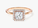 Moissanit Verlobungsring im Prinzessschliff Halo (1.00 CT)