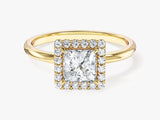 Moissanit Verlobungsring im Prinzessschliff Halo (1.00 CT)