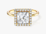 Moissanit Verlobungsring im Prinzessschliff Halo (2.00 CT)