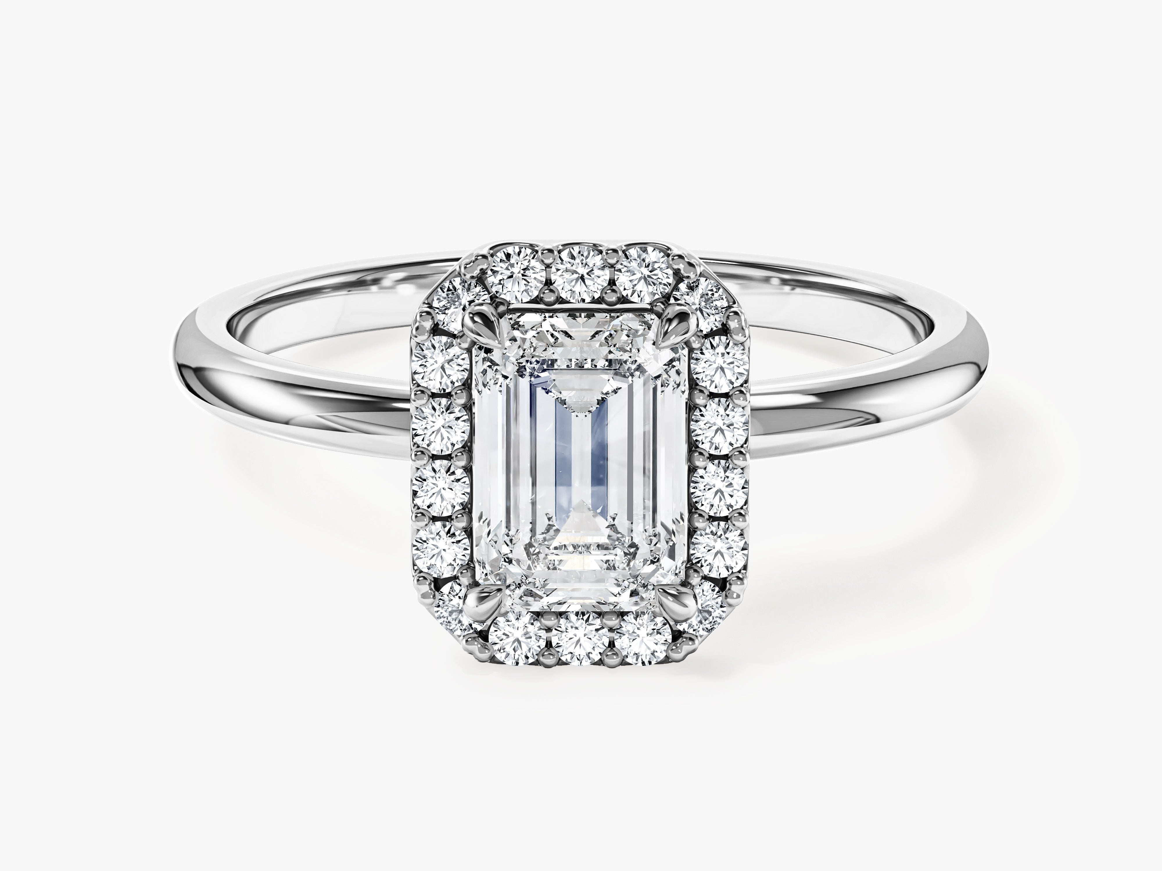 Emerald Halo Moissanite Engagement Ring (1.00 CT)