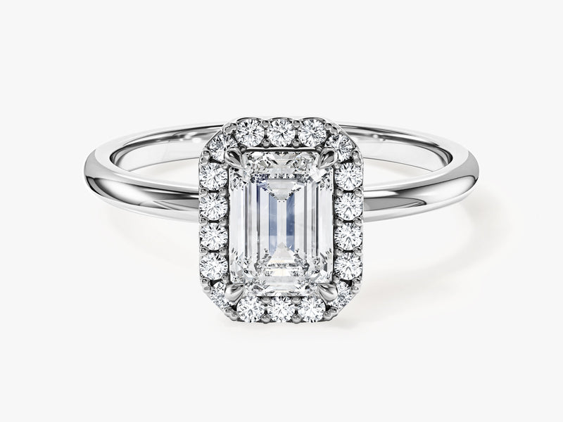 Emerald Halo Moissanite Engagement Ring (1.00 CT)