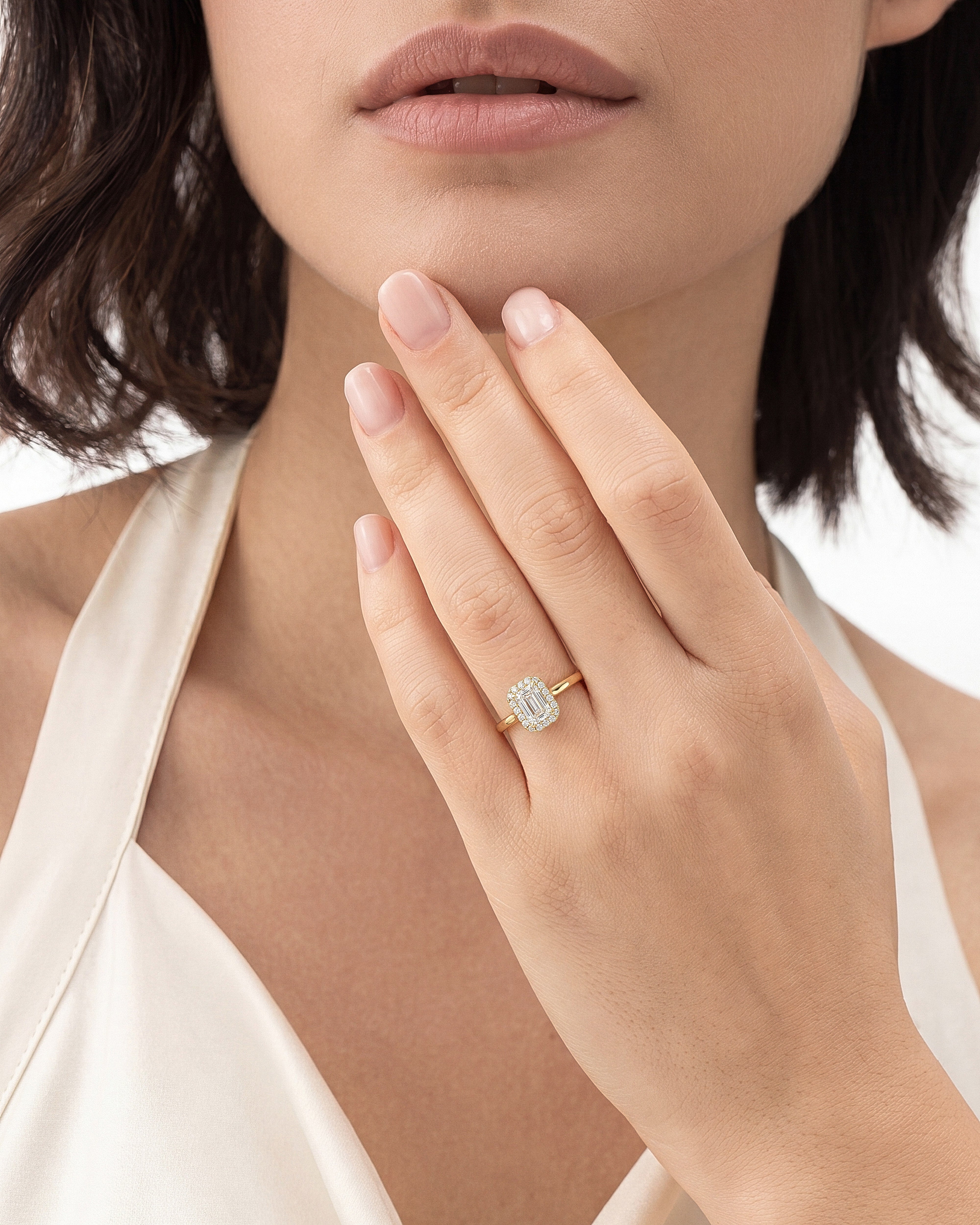 Emerald Halo Moissanite Engagement Ring (1.00 CT)