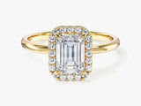 Emerald Halo Moissanite Engagement Ring (1.50 CT)