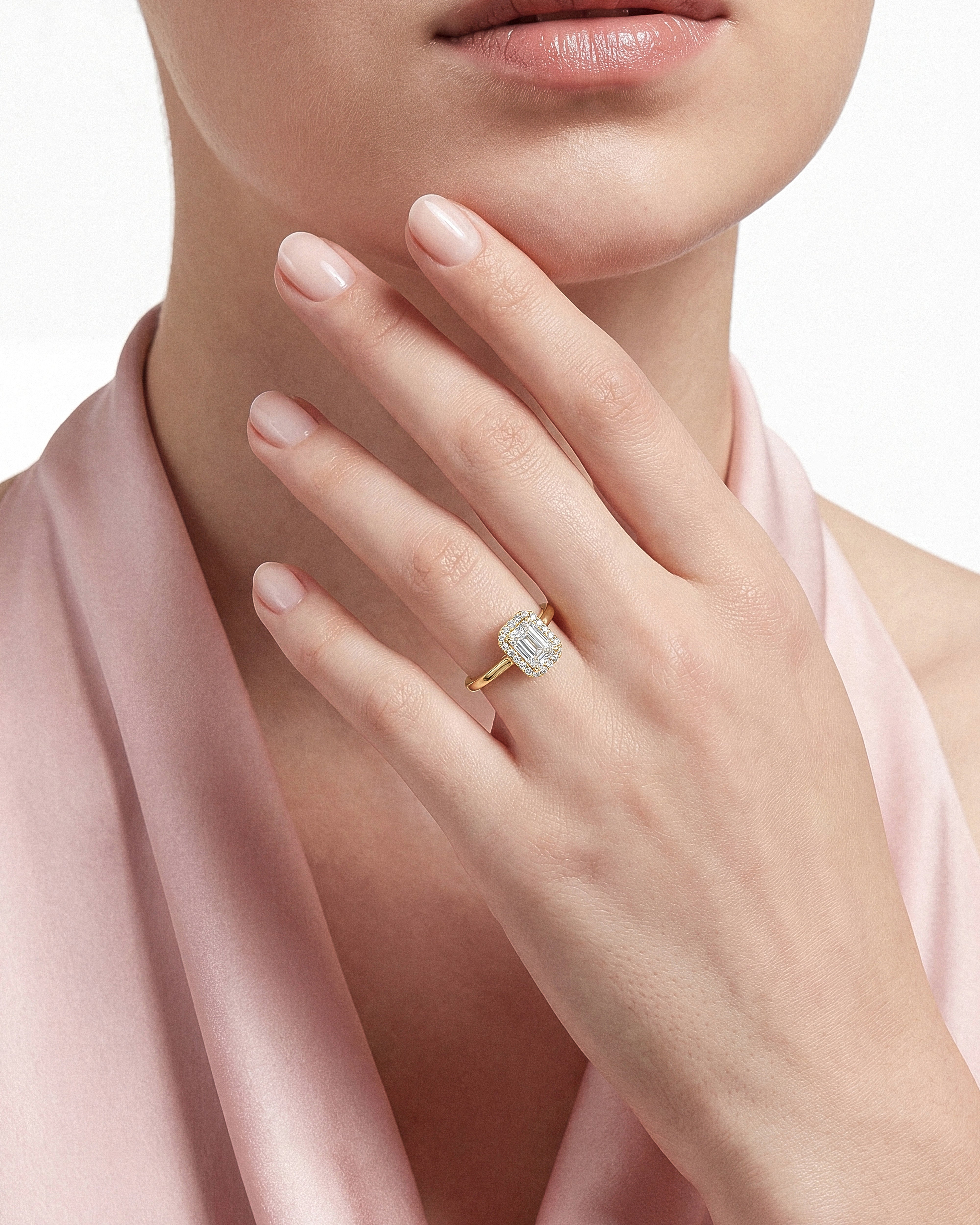 Emerald Halo Lab Grown Diamond Engagement Ring (1.50 CT)
