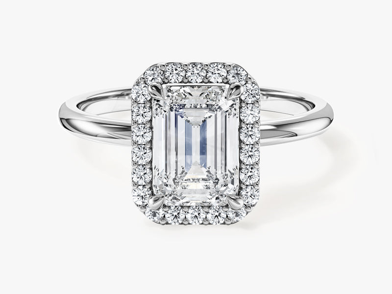 Emerald Halo Moissanite Engagement Ring (2.00 CT)