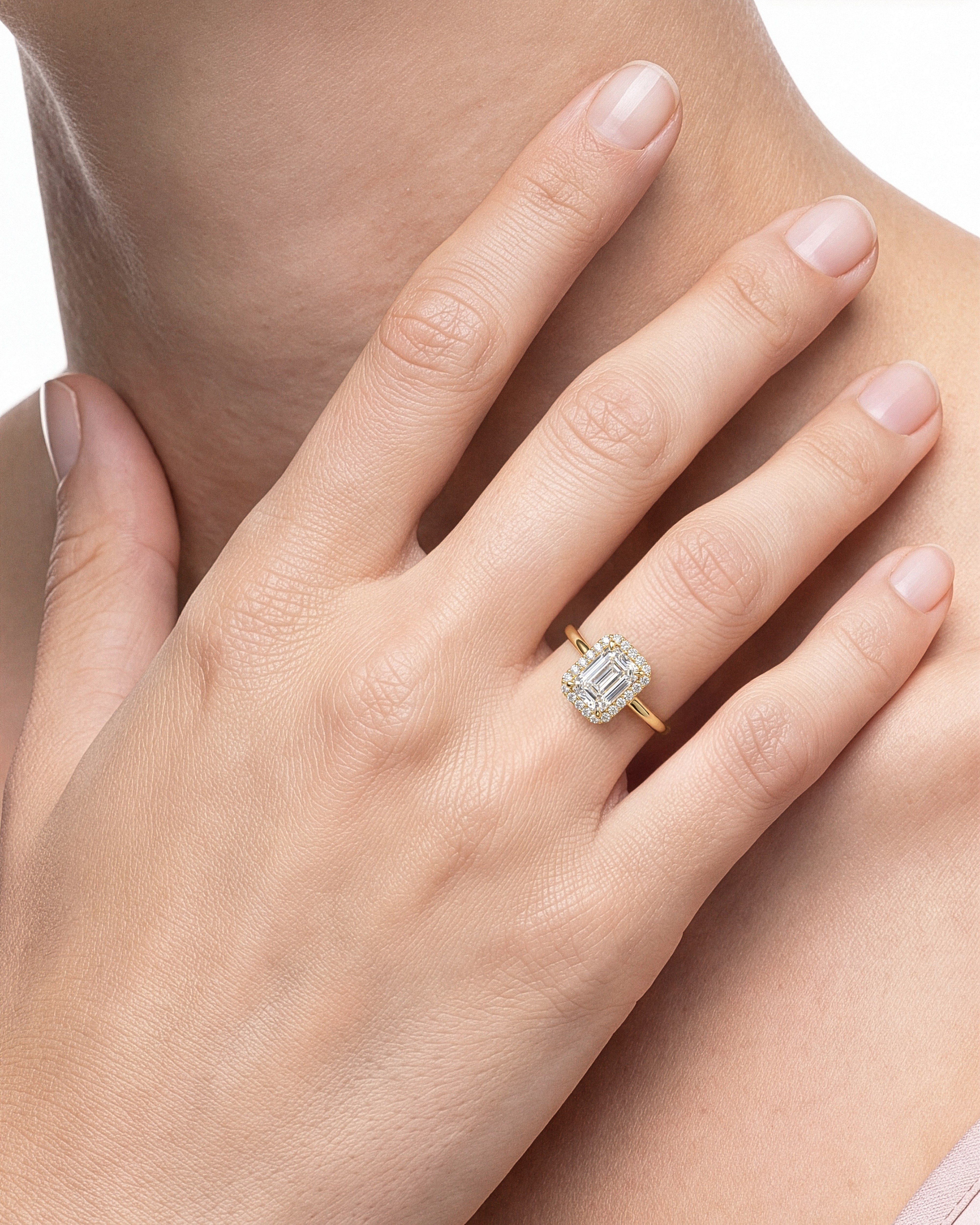 Emerald Halo Moissanite Engagement Ring (2.00 CT)